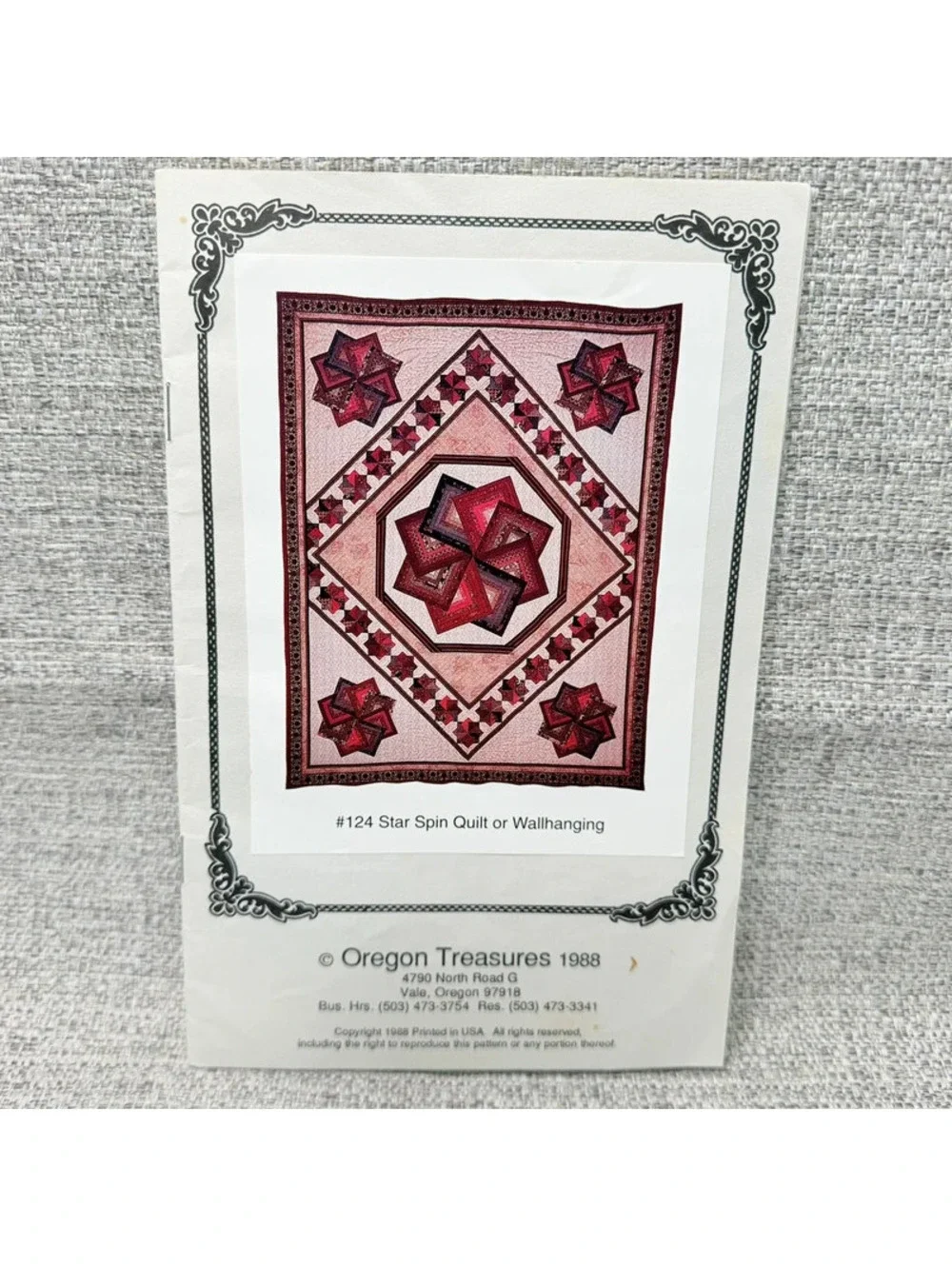 Oregon Treasures Star Spin #124 Quilt  Wallhanging Pattern 1988 Sewing Quilting